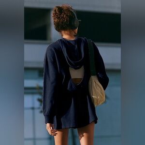 FP Movement by Free People Such A Flirt Navy Hooded Romper SMALL